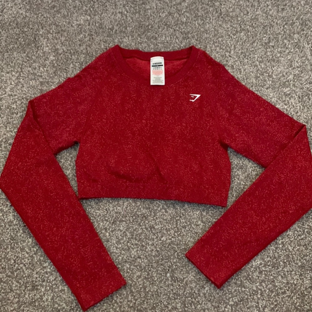 Red Gymshark Cropped Athletic Top